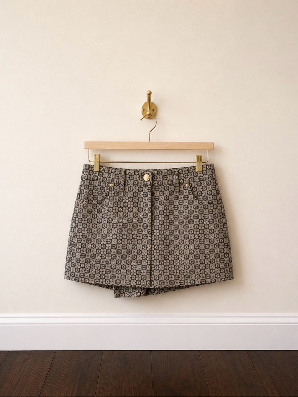 Maje Paris Metallic Jacquard Mini Skort Size 40
